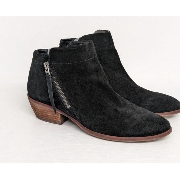 Sam Edelman PACKER Womens 8M Black Suede Leather DualSide Zips Ankle Boots Fall - Picture 4 of 13